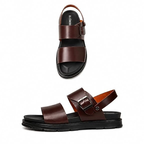 Men's Adjustable Backstrap Leather Sandals - Brown