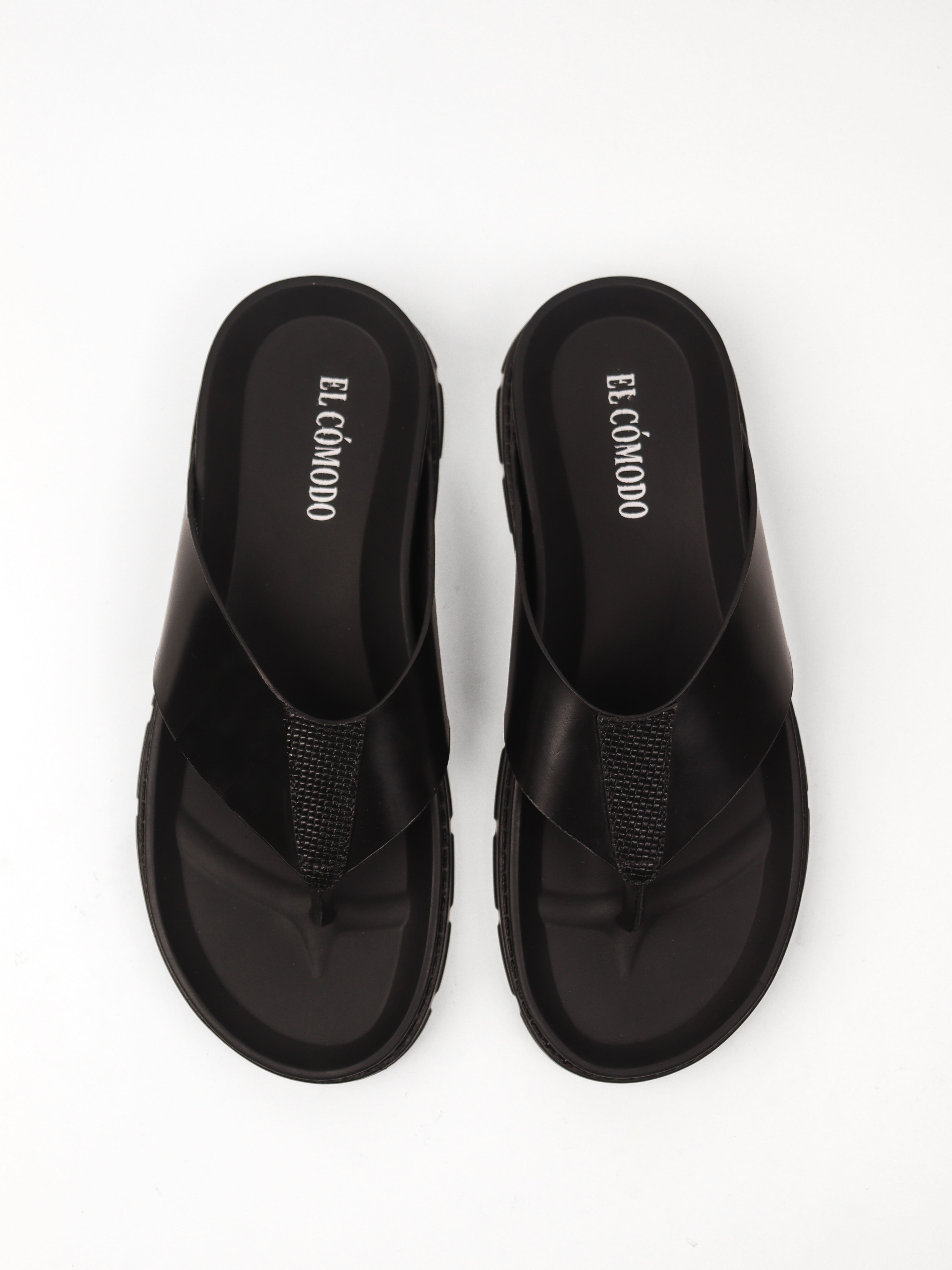 Men's Comfort Thong Slippers: Black
