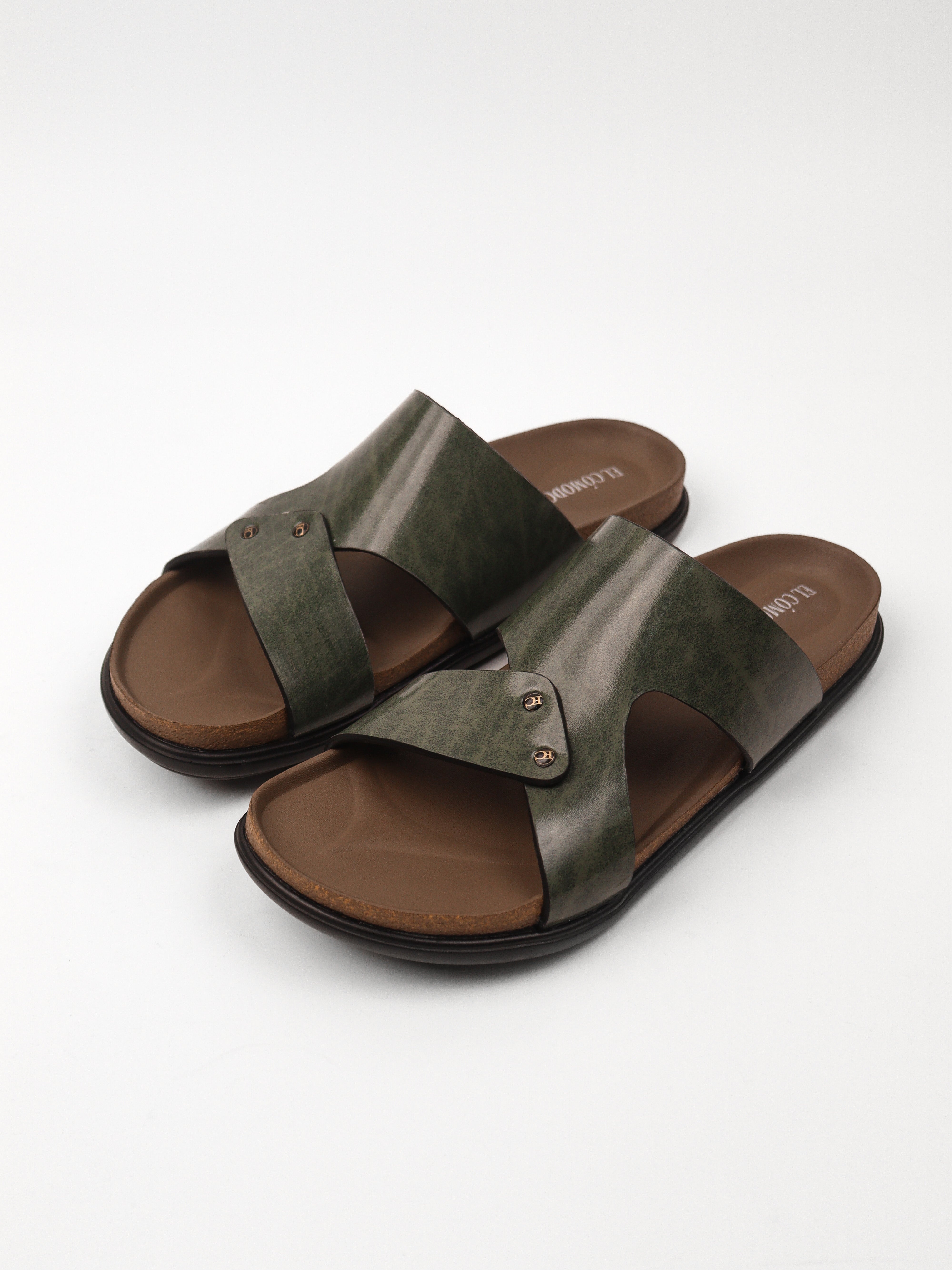 Men's Cross Strap Slippers: Green