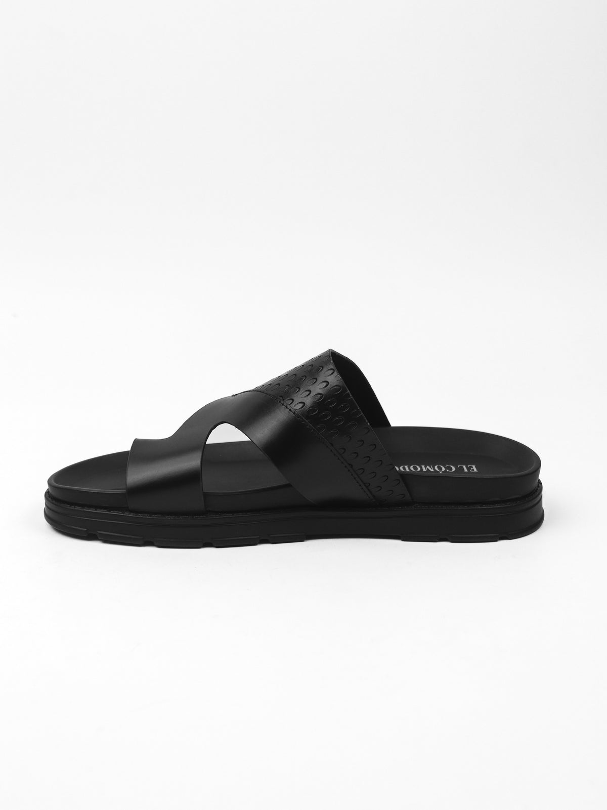 Men's Textured Toe Ring Slippers: Black
