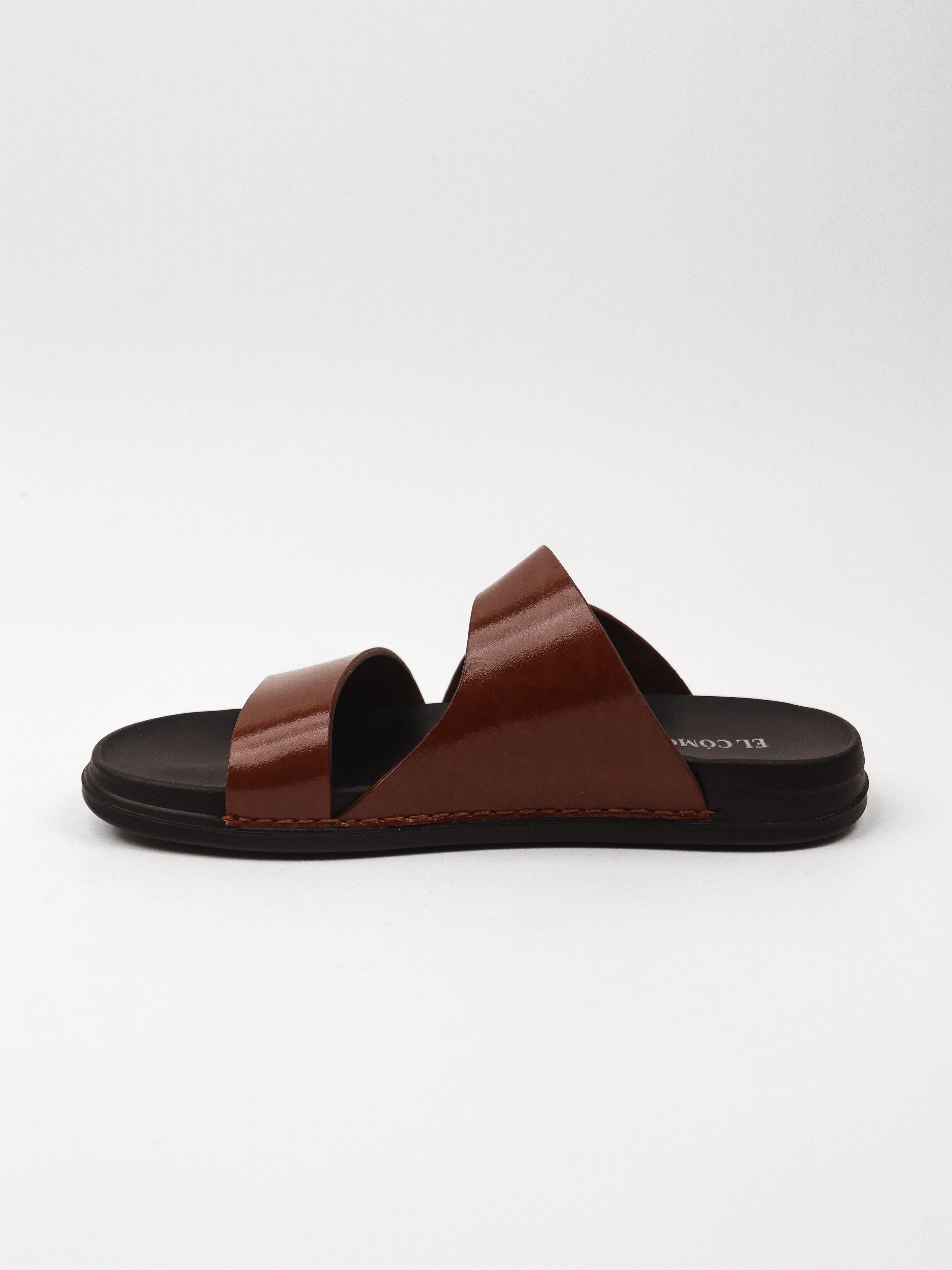 Men's Dual Strap Buckle Slippers: Brown
