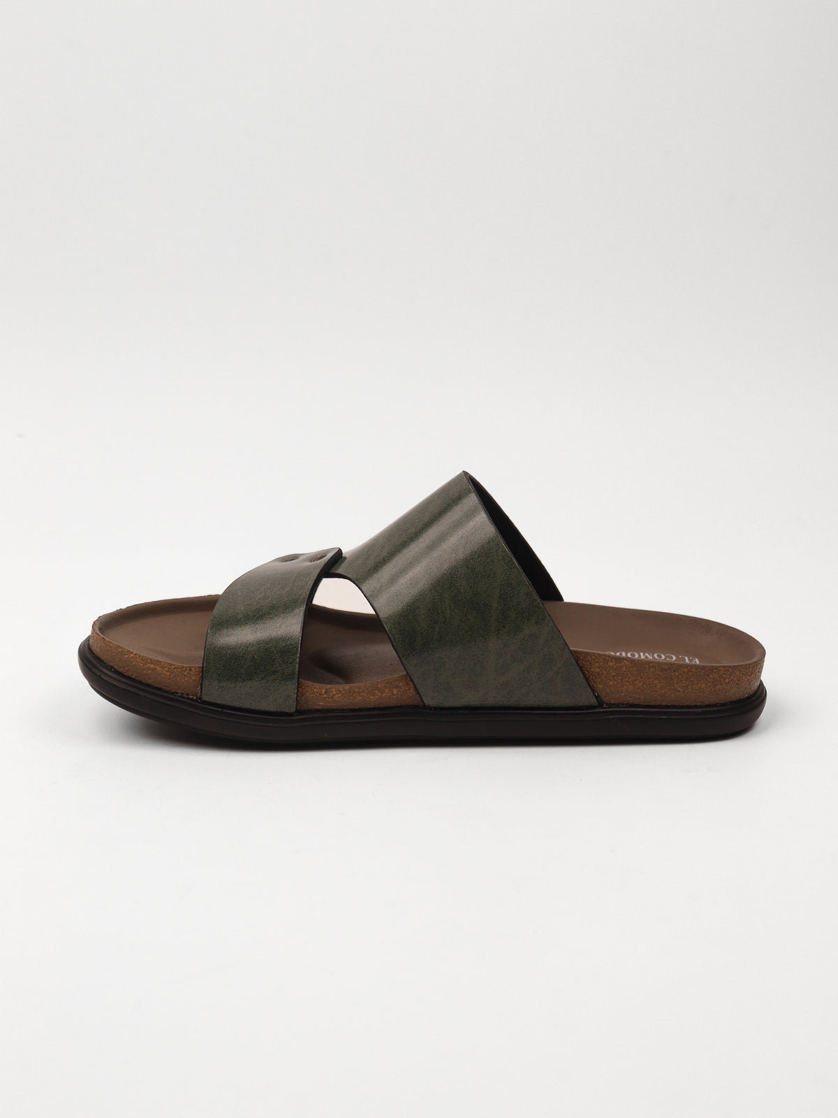 Men's Cross Strap Slippers: Green