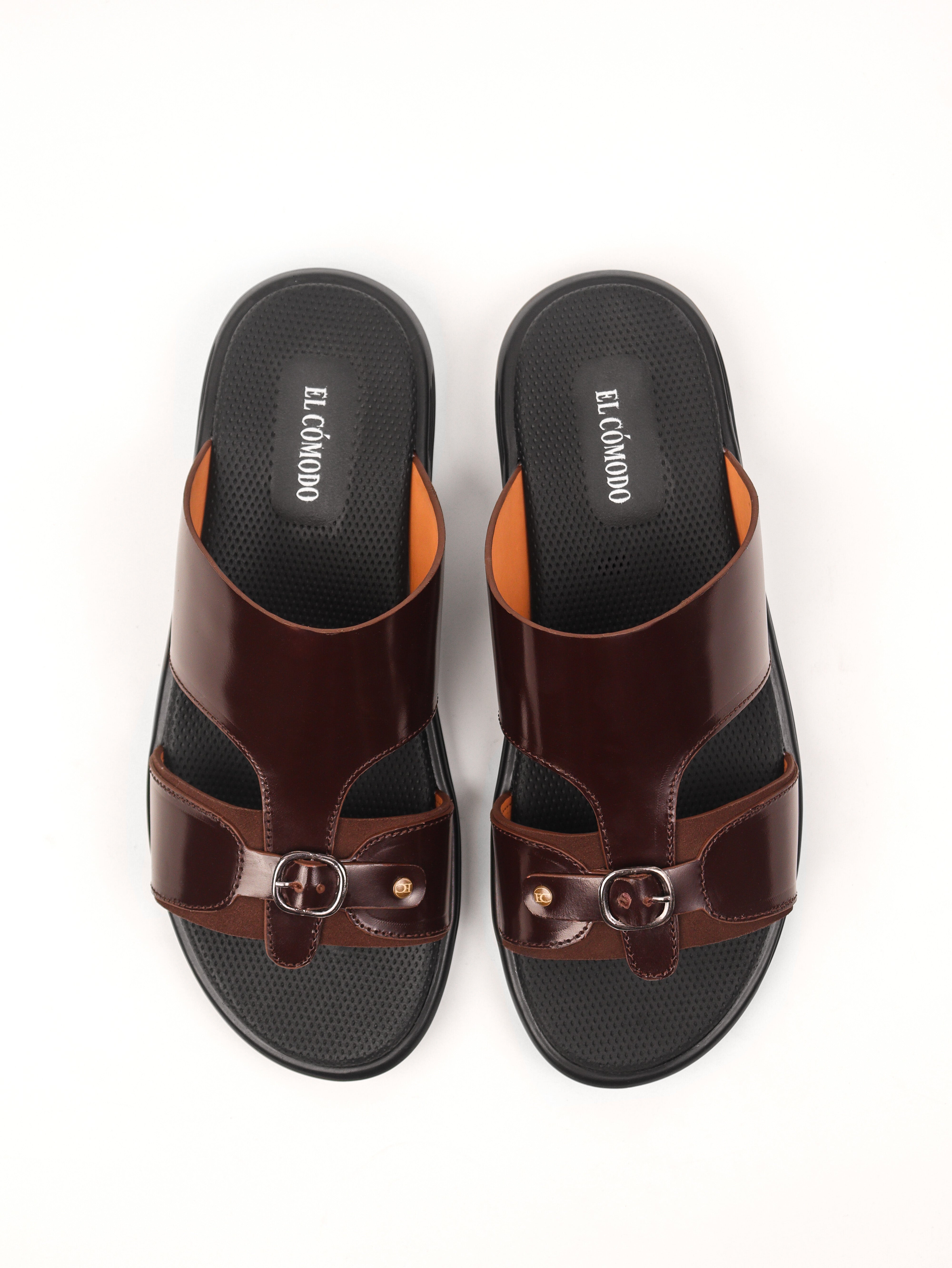 Men's Flat Slippers: Dark Brown