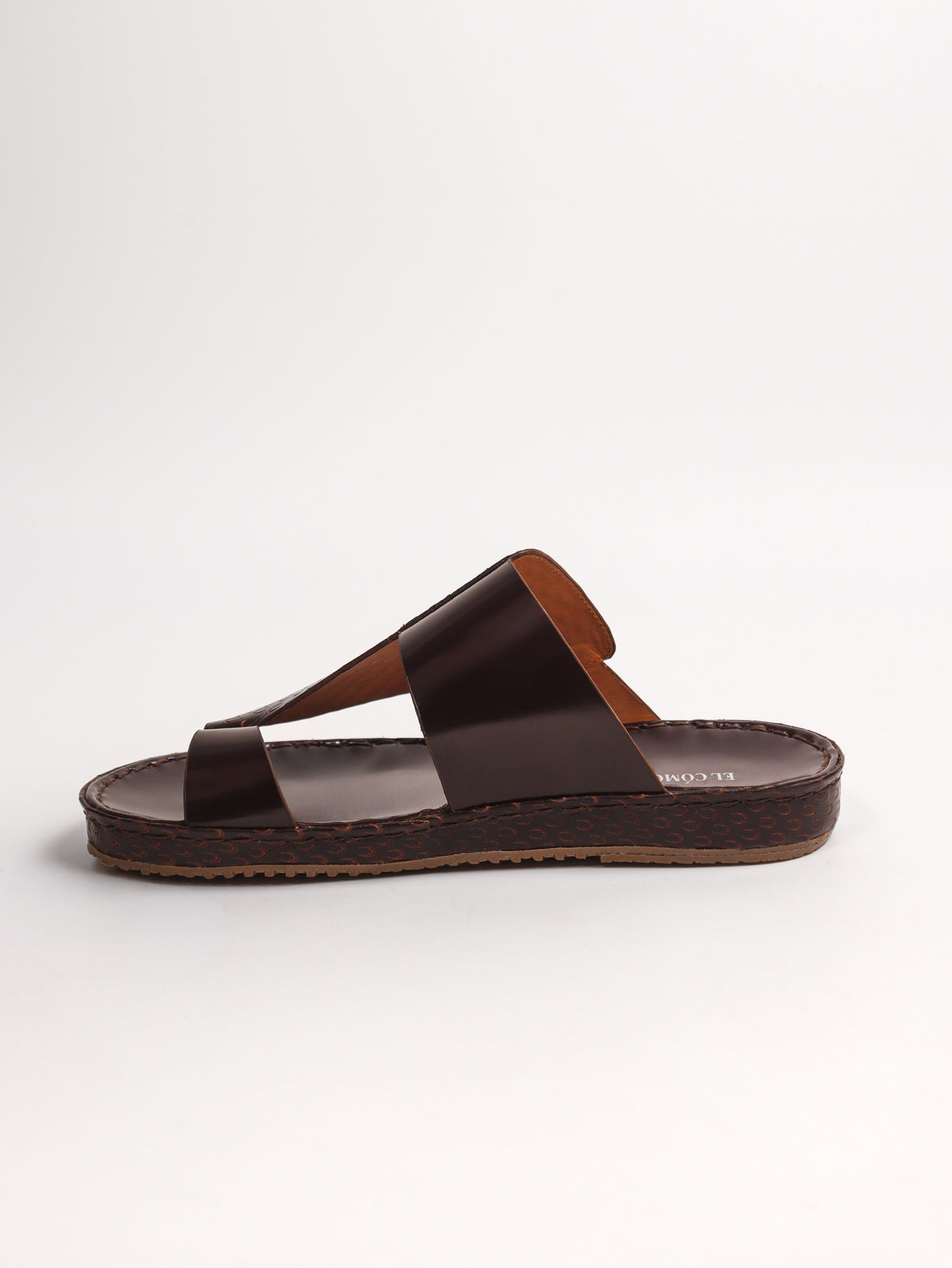 Men's Slip On Arabic Leather Slippers: Dark Brown