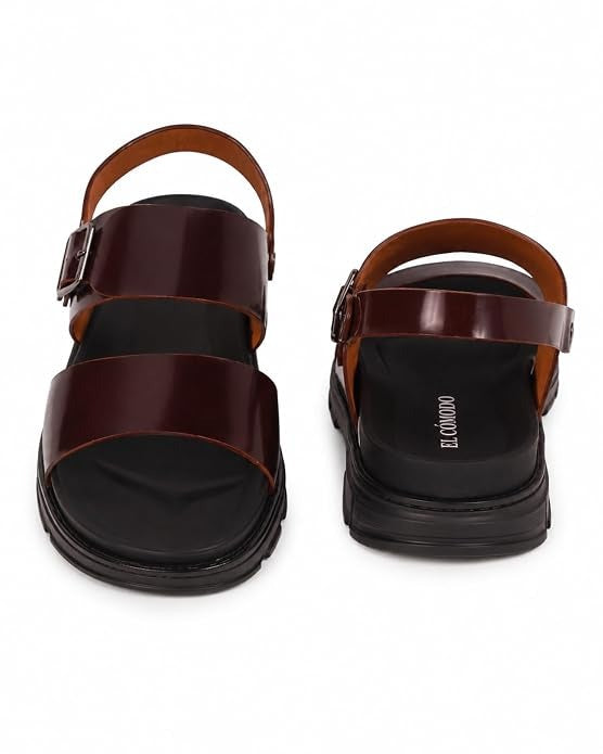 Men's Adjustable Backstrap Leather Sandals - Brown