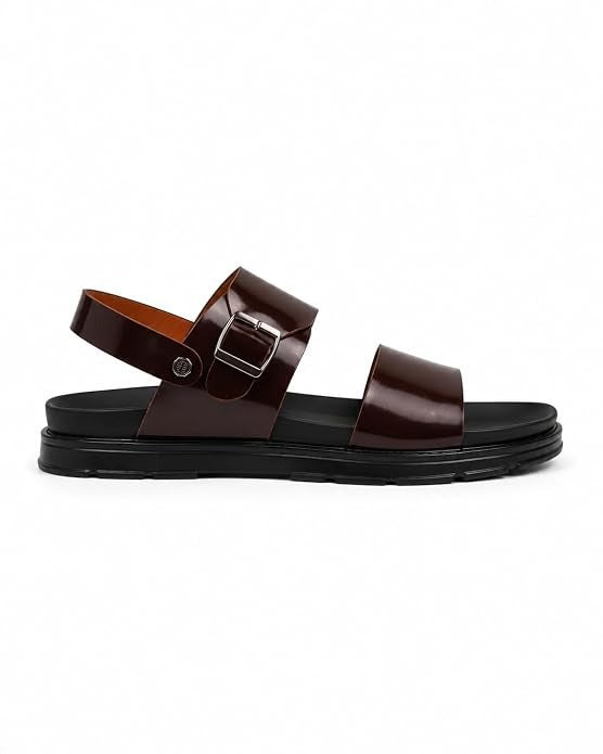 Men's Adjustable Backstrap Leather Sandals - Brown