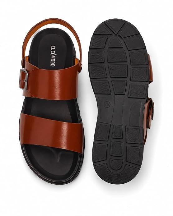 Men's Adjustable Backstrap Leather Sandals - Tan